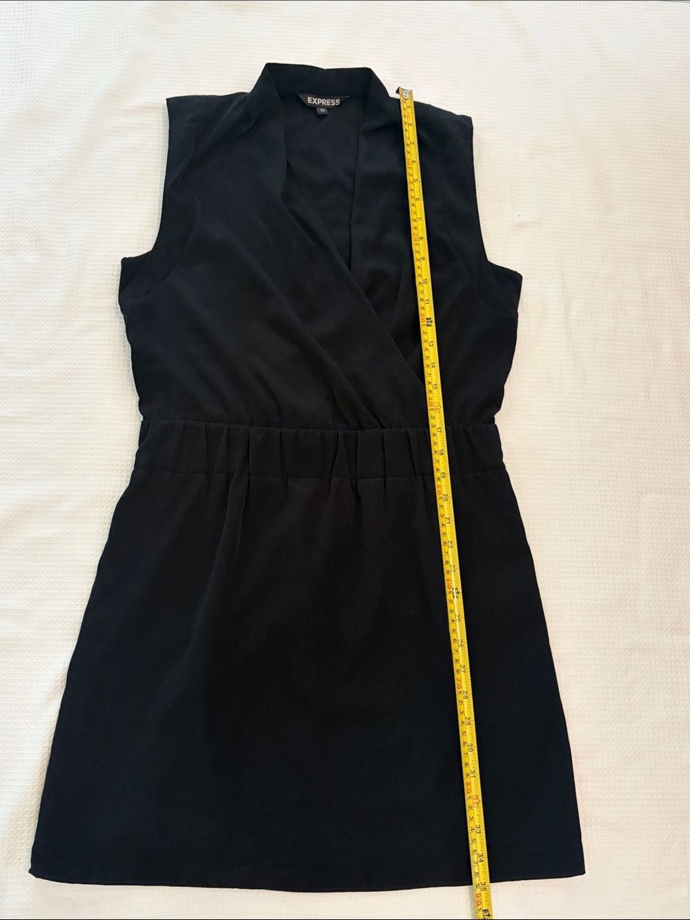Express Black Sleeveless Faux-Wrap lined Dress size M - Picture 8 of 8